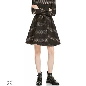 Maje Black Relane Lace inset fit and flare dress medium